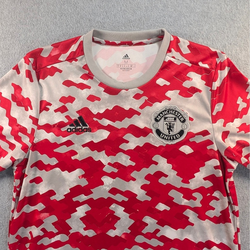Adidas Manchester United Pre-Match Training Jersey Red‎ White Camo Mens Medium